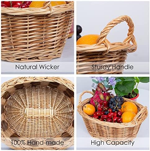 Rurality Small Empty Gift Basket to Fill Chocolate,Nuts,Coffee,Cookies for Women,Holiday,Easter,Mother's Day,Birthday,Present Hamper with Handle,Small