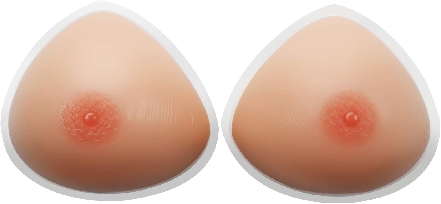 Vollence Self Adhesive Triangle Silicone Breast Forms Fake Boobs Mastectomy Prosthesis Crossdresser Transgender