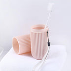 Travel Toothbrush Case, Carrier Portable Toothbrush Holder with Cover PP Anti Slip Travel Toothbrushes Cup Toothbrushes Storage Box for Trip, Business, Camping, School (Pink)