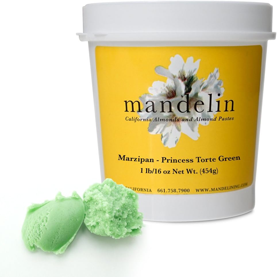 Mandelin Princess Torte Green Marzipan Modeling Paste, 33% Almonds, 67% Sugar (Green, 2 lb)