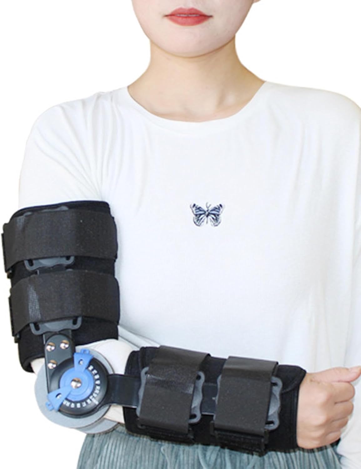 One Size Articulated Elbow Splint Universal Elbow Stabilizer for Left and Right Arm, Elbow Brace Immobilizer with Strap