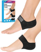Plantar Fasciitis Heel Cup Protectors with Gel Pad for Women Men Heels Spur Pain Relief, Heel Inserts Pads for Achilles Tendinitis, Cracked Heels (Black with Holes, Women 6-11, Men 6-10)