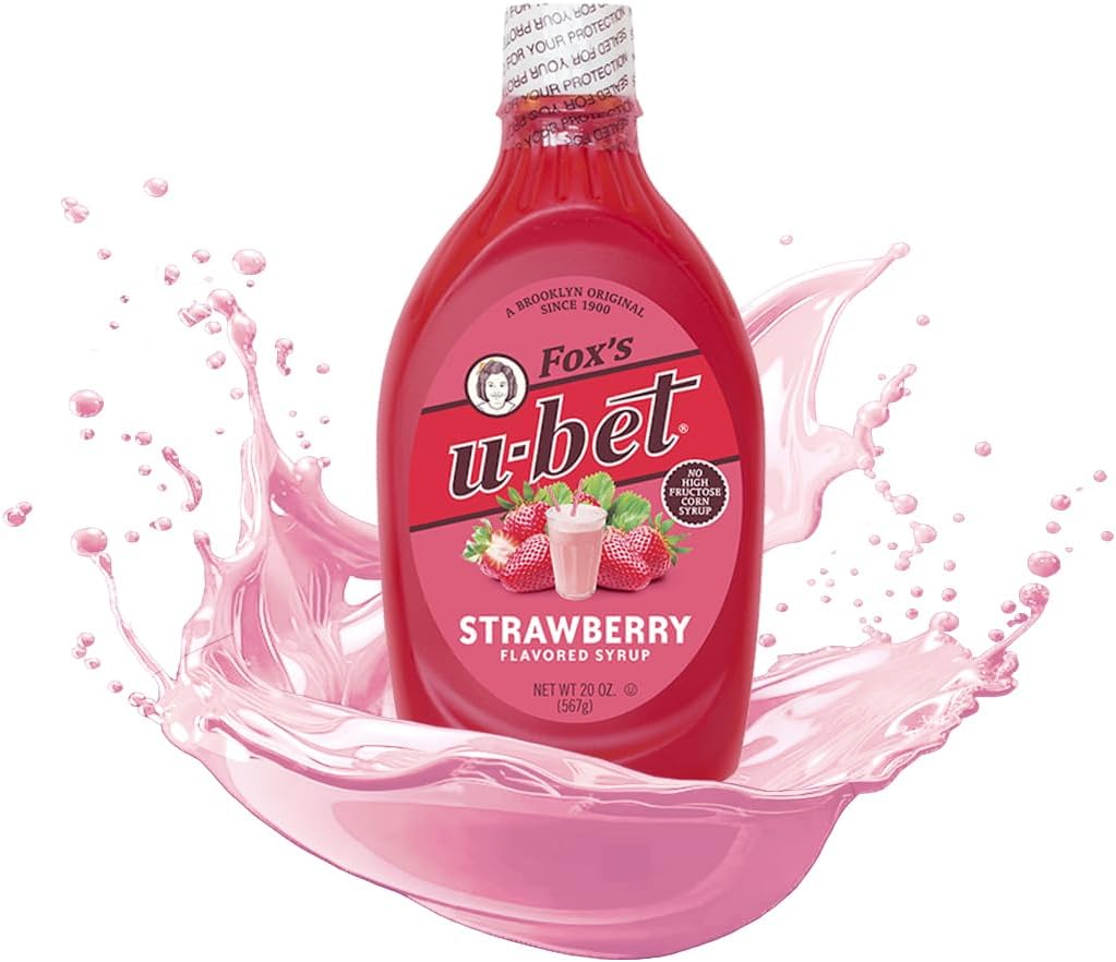 FOX’S U-BET Syrup Bottle – Brooklyn Original Since 1900, Thick, No High Fructose Corn Syrup, Kosher Certified, Fat Free, For Egg Creams, Coffee, Milkshakes & Desserts, 20 oz (1-Pack, Strawberry)