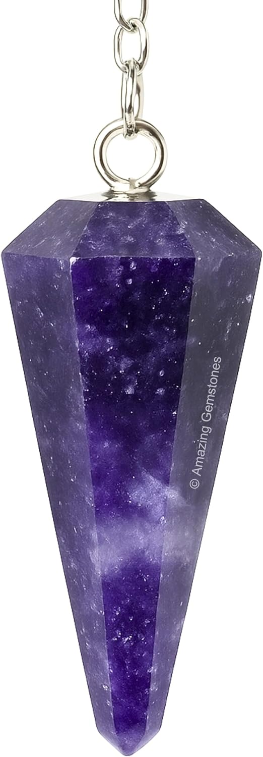 Amazing Gemstone Lepidolite Crystal Pendulum for Divination - Certified Dowsing Crystals, Healing Stones for Chakra Balancing, Meditation - Enhance Reiki Spiritual Growth