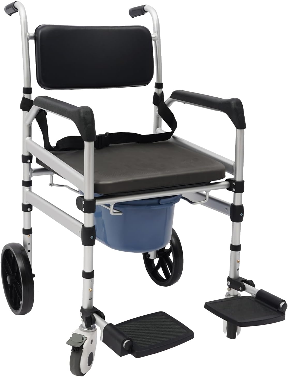 Shower Chair with Wheels, 3 in 1 Commode, Handicap Toilet, Folding Commode Wheelchair, Height Adjustable Shower Wheelchair for Elderly, Disabled, Pregnant, Handicapped, Injured