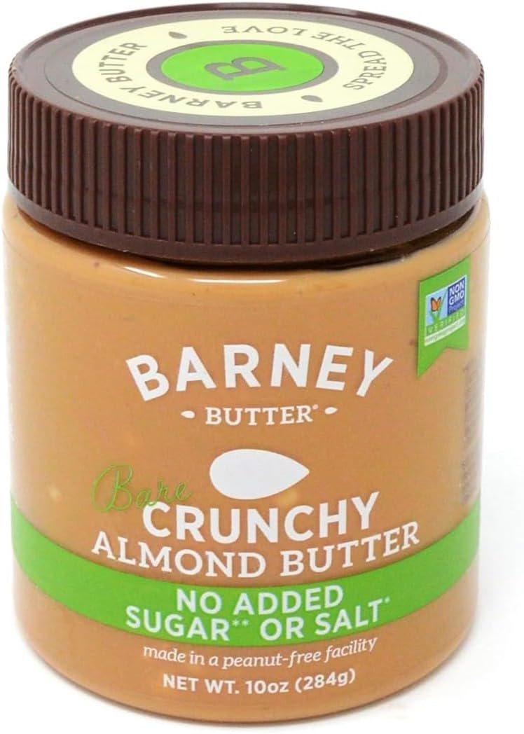 Barney Butter Almond Butter, Bare Crunchy, 10 Ounce Jar, No Added Sugar or Salt, Skin-Free Almonds, No Stir, Non-GMO, Gluten Free, Keto, Paleo, Vegan