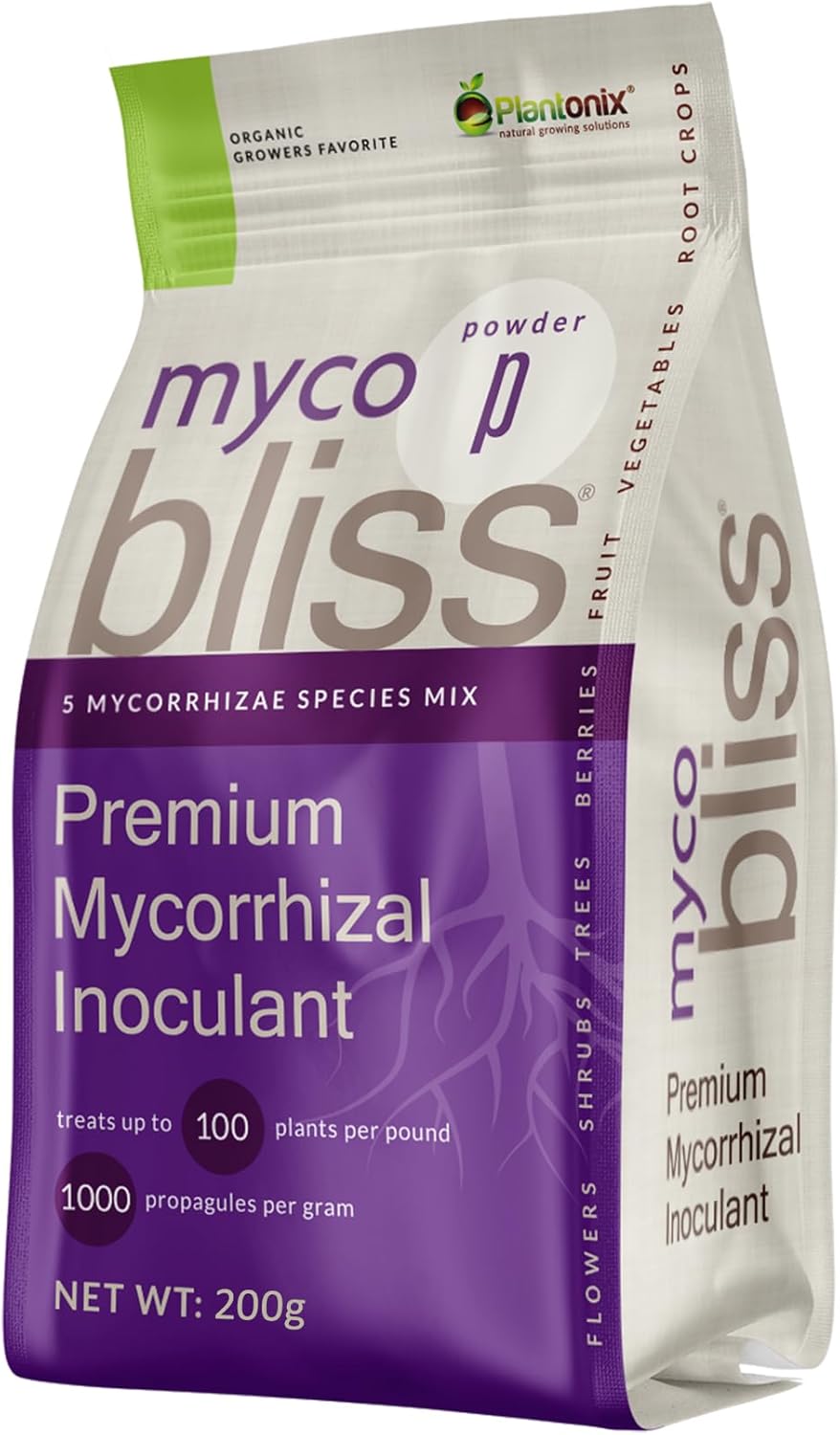 Myco Bliss Powder (200 g) - Mycorrhizal Fungi for Plants - 5 Strain Mycorrhizal Inoculant with 1000 Propagules Per Gram - Highly Concentrated Mycorrhizae for Plants, Gardening, & Potting Soil