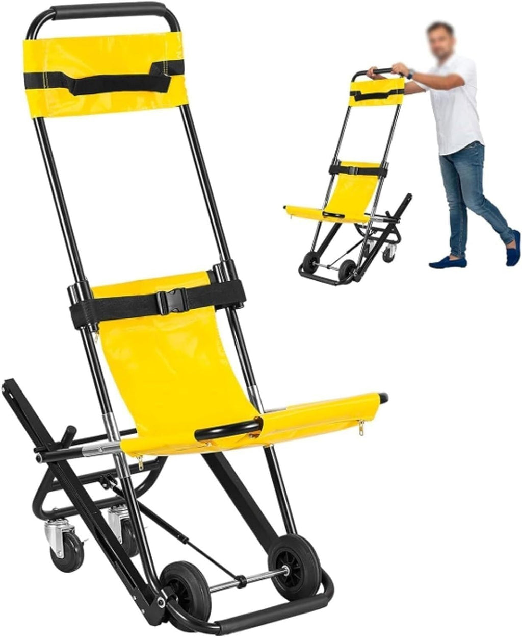 Folding Ambulance Chair, Evacuation Mobility Aid, Up Down Stairs, Person Transfer Folding Chair, for Disabled Elderly, Max Load 350lbs