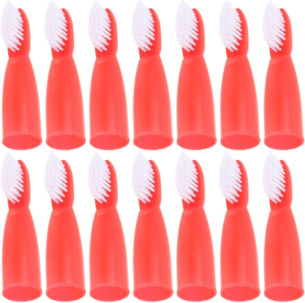 Baluue 20pcs Red Finger Toothbrush for Prisons and Mental Institutions, Short Handle Mini Oral Cleaning Brush with Soft Bristles, Portable Oral Care Tool