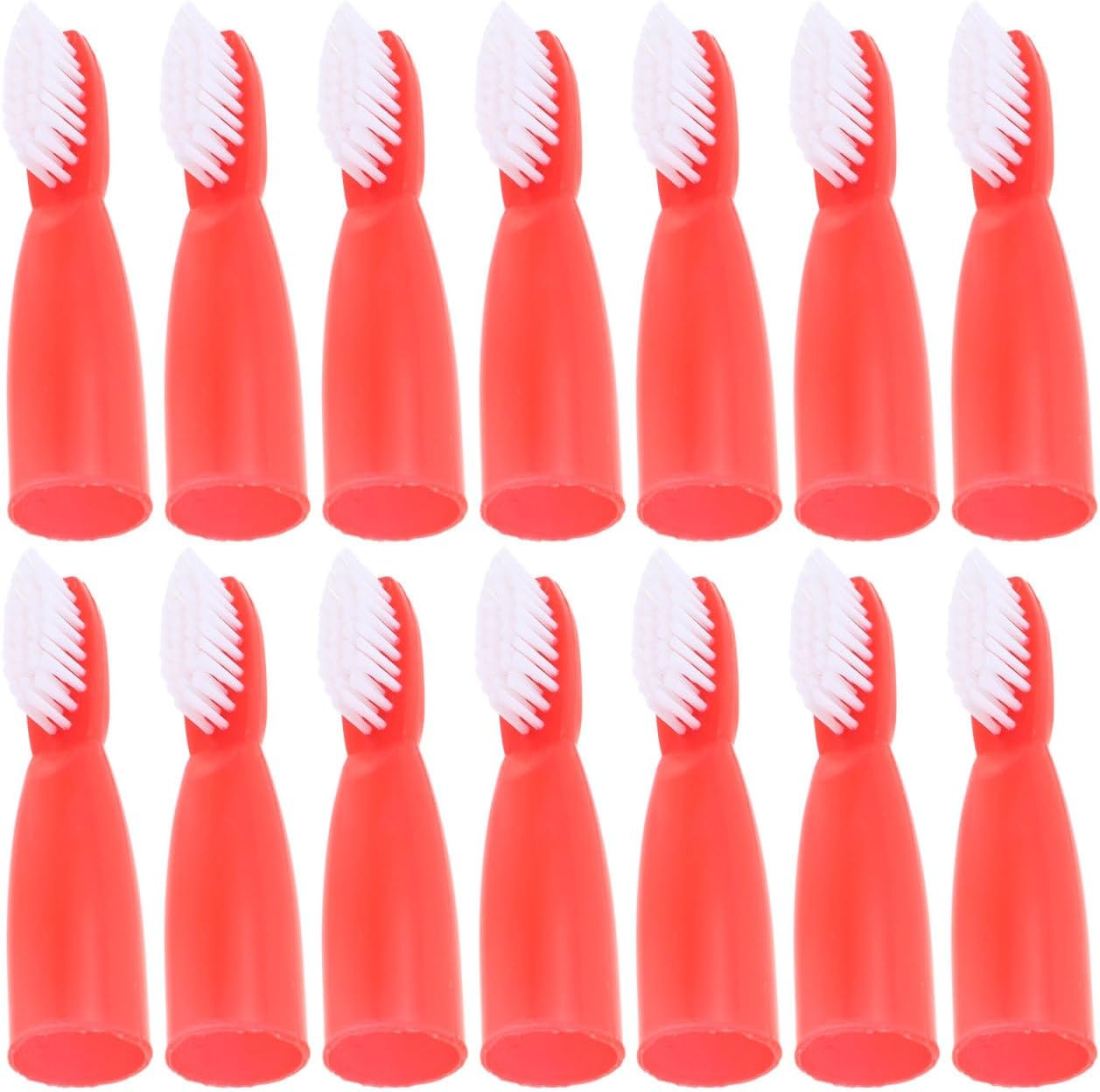 Baluue 20pcs Red Finger Toothbrush for Prisons and Mental Institutions, Short Handle Mini Oral Cleaning Brush with Soft Bristles, Portable Oral Care Tool
