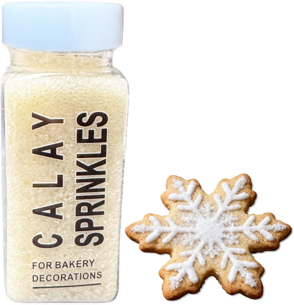 White Sprinkles for Baking, White Sanding Sugar Crystals, 4.23 ounces Edible Sparkling Coarse Sugar Sprinkles for Cake Decorating, Cupcake Topper, Cookie Toppings, Wedding Birthday Christmas Supplies