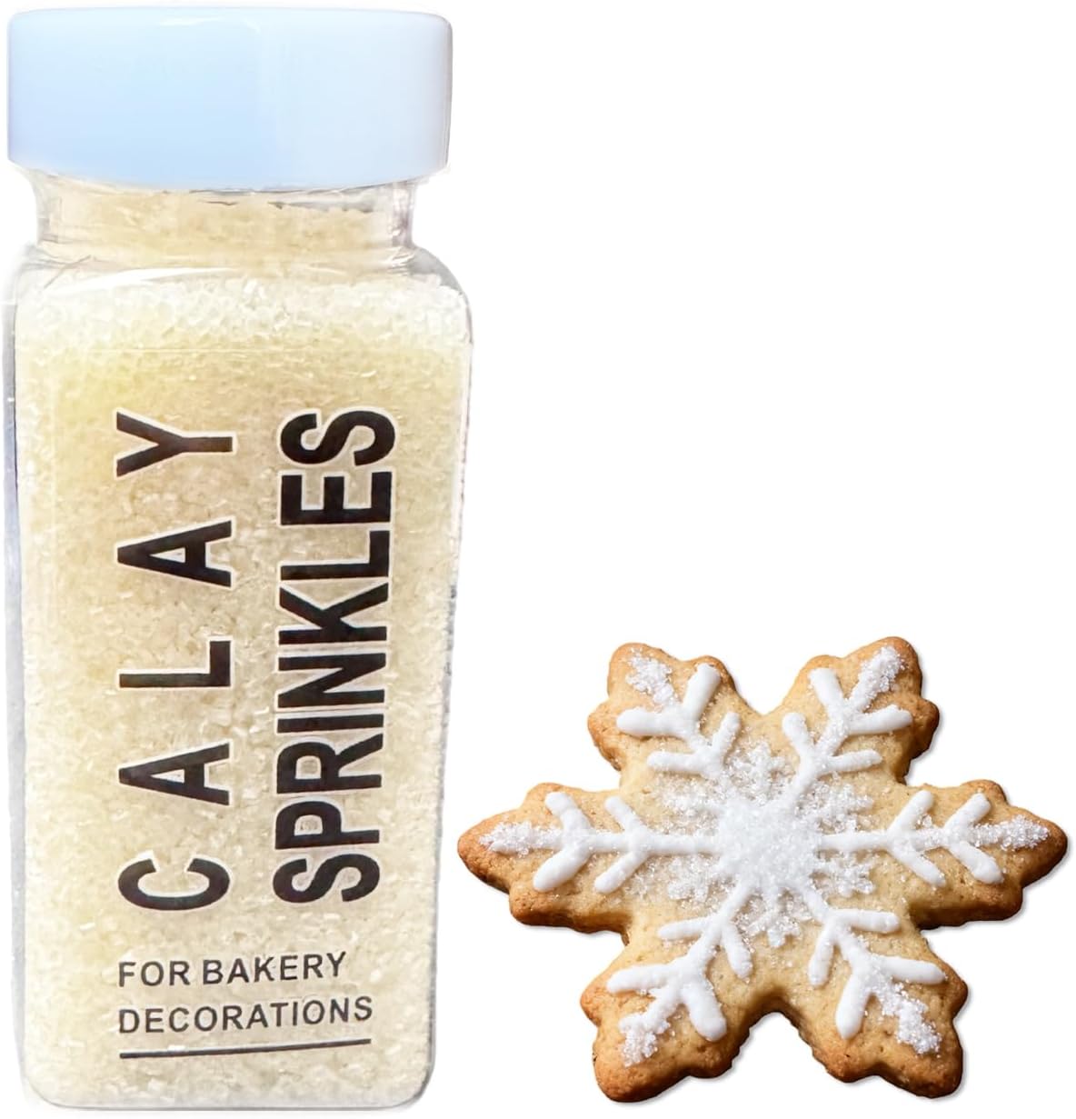 White Sprinkles for Baking, White Sanding Sugar Crystals, 4.23 ounces Edible Sparkling Coarse Sugar Sprinkles for Cake Decorating, Cupcake Topper, Cookie Toppings, Wedding Birthday Christmas Supplies