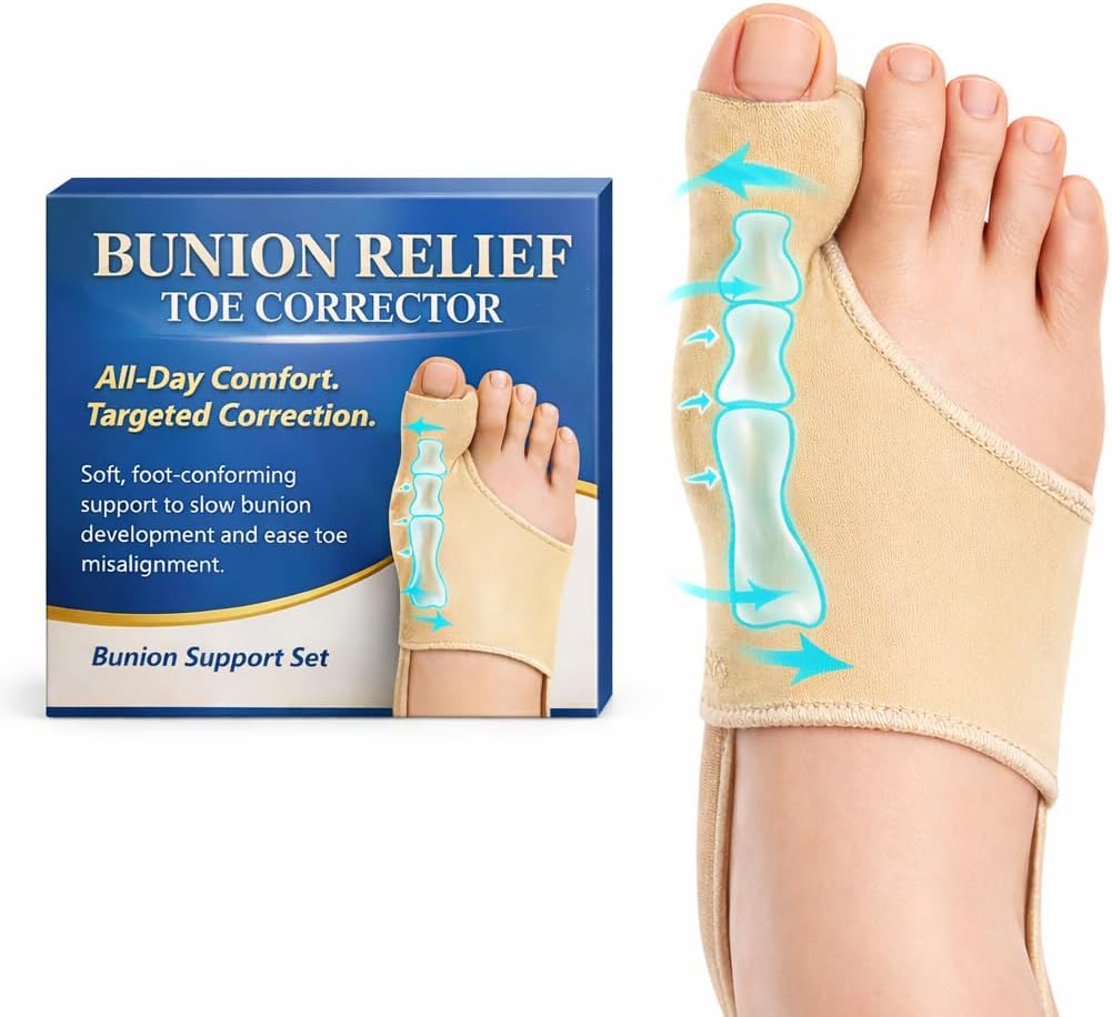 2-Pack Bunion Corrector for Women & Men, Big Toe Straightener with Splint & Pads, Instant Pain Relief & Hallux Valgus Support,All-Day Wear, Shoe-Friendly Comfort, Beige