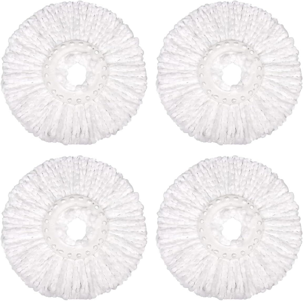 PULNDA 4 Pack Spin Mop Replacement Head for 360 Spin Mop Bucket with Wringer Set Systems, Replacement Microfiber Spin Mop Refills, Round Shape Standard Size