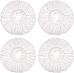 PULNDA 4 Pack Spin Mop Replacement Head for 360 Spin Mop Bucket with Wringer Set Systems, Replacement Microfiber Spin Mop Refills, Round Shape Standard Size