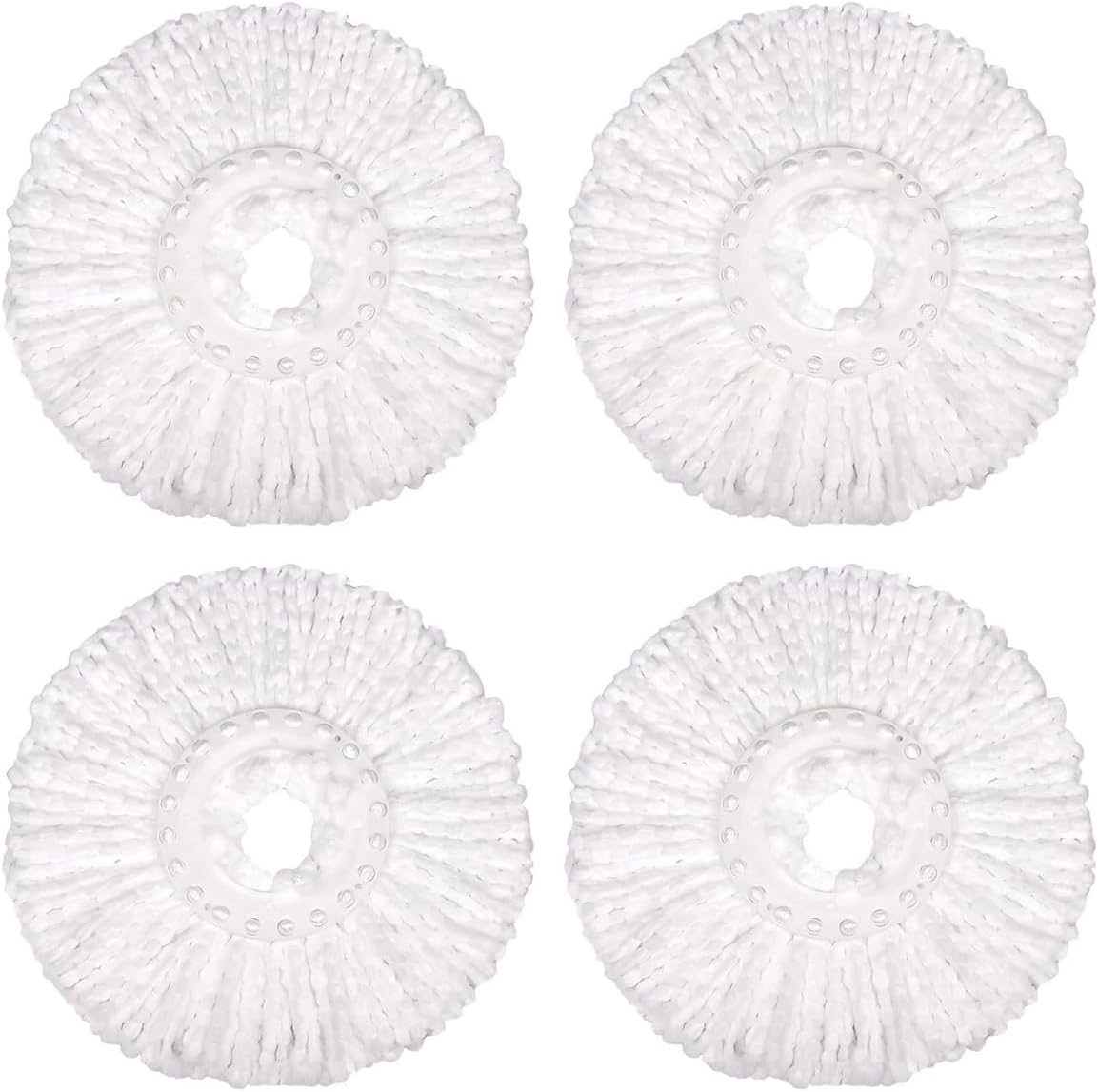 PULNDA 4 Pack Spin Mop Replacement Head for 360 Spin Mop Bucket with Wringer Set Systems, Replacement Microfiber Spin Mop Refills, Round Shape Standard Size