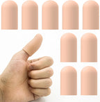 Gel Finger Cots for Thumbs, 10 Pcs Silicone Finger Caps, Rubber Finger Protector Covers for Trigger, Arthritis, Cracking, Peeling, Hangnail, Callus and Pain Relief, (Nude, Medium)