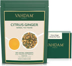 VAHDAM, Citrus Ginger Herbal Tea Tisane (50 Cups, 3.53 oz) Gluten Free, Non GMO | Ginger, Lemongrass, Orange Peels, Mint | Herbal Tea Loose Leaf | Vacuum Sealed Pack