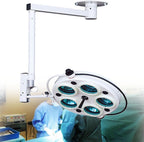Operating Shadowless Lamp, Medical Surgical Ceiling Mounted Dental, Surgical Examination Light, 60000-120000lux, 5 Holes Halogen Lamp, Color Temperature Adjustable