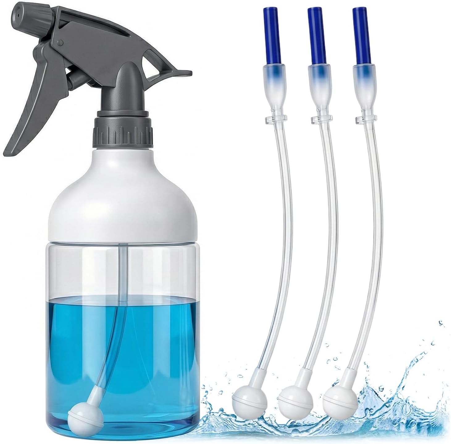 3 Pack Universal Fit 360° Spray Bottle Adapter, Reusable Tilted Spray Bottle Adapter with Flexible Tube, Weighted 360° Spray Accessories for Any Spray Nozzle, Multi-Scene Use