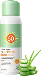 KYDA Aloe Sunscreen Spray SPF 60 PA+++, Moisturizing Suncreen with Skincare Formula, Water Resistant, Non-Greasy UV Protection for Face & Body, 5.07 fl oz