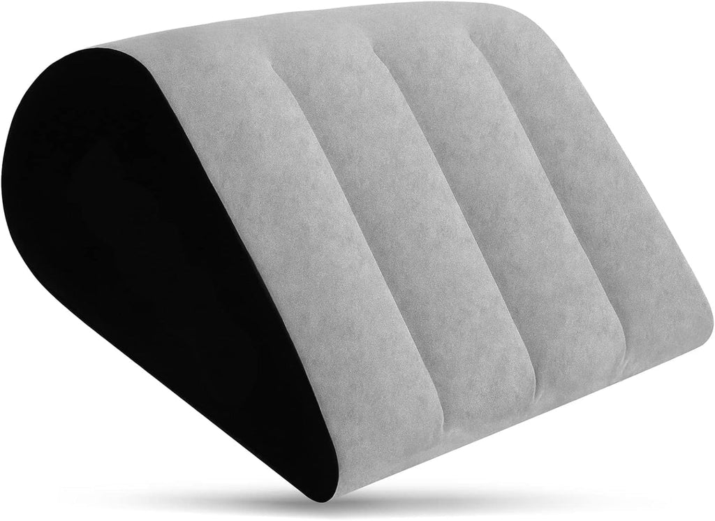 Inflatable Wedge Pillow for Traveling - Small Wedge Pillow for Sleeping, Portable Travel Cushion for Back Pain Relief and Acid Reflux, Adjustable Inflatable Pillow for Adults Recovery (Gray)
