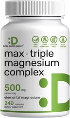 Magnesium Complex 1,000mg, 240 Capsules – Triple Magnesium Complex with Magnesium Glycinate, Citrate, Oxide – Mineral Supplements with Max Strength Elemental Forms + 100% Chelated & Purified