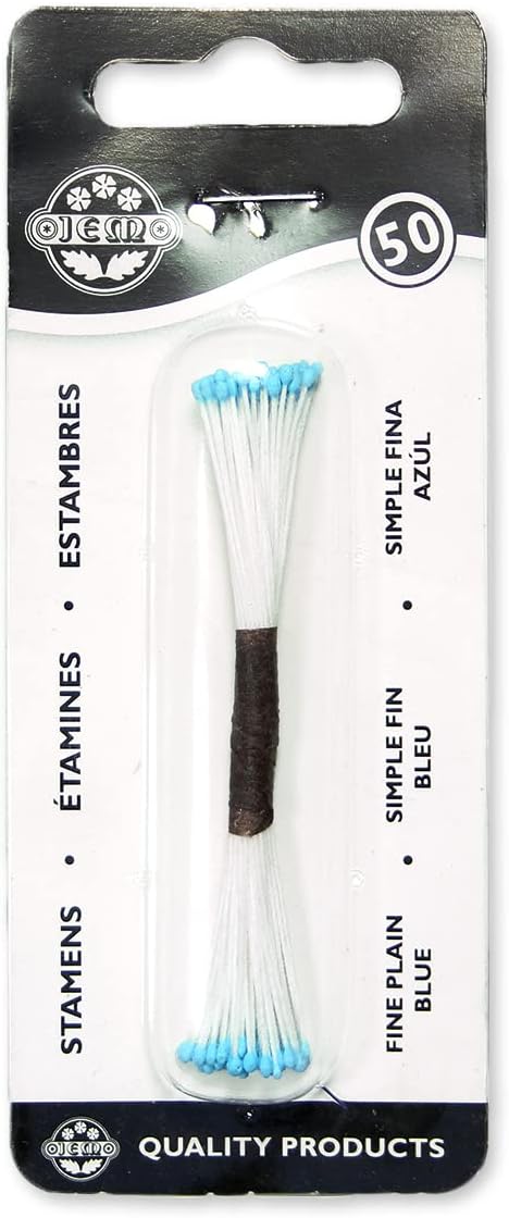 JEM Plain Stamen Fine Blue Handmade For Flower Making (Set Of 50), Standard