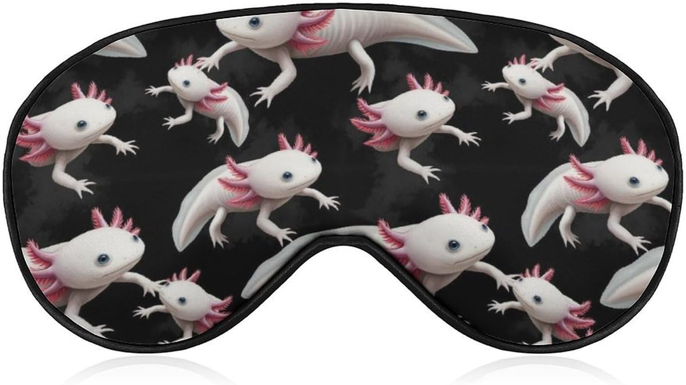 Sleep Mask, Axolotl Animal Print Comfortable Blackout Sleeping Mask, Fashion Eye Cover Soft Eyeshade with Elastic Strap for Home, Office