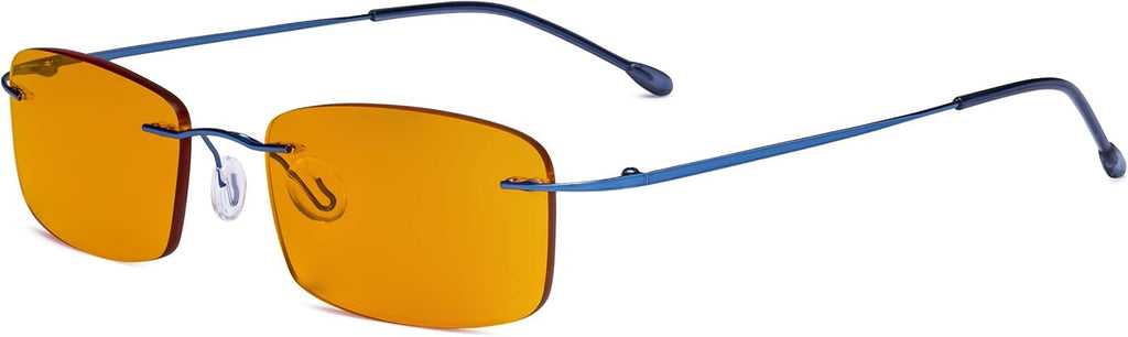 Eyekepper Titanium Rimless Orange Tinted Lenses Computer Reading Glasses Readers Men Women