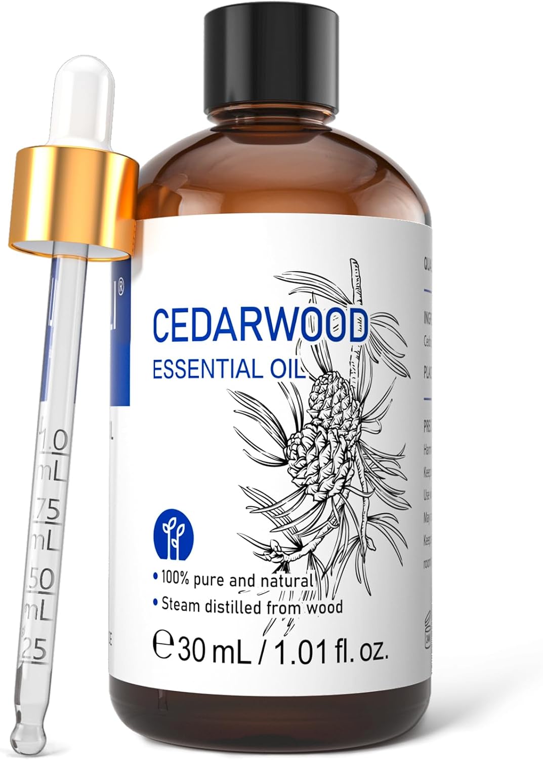 HIQILI 1 Fl Oz Cedarwood Essential Oil, Pure Natural Cedarwood Oil for Hair, Diffuser, Aromatherapy - 30ML