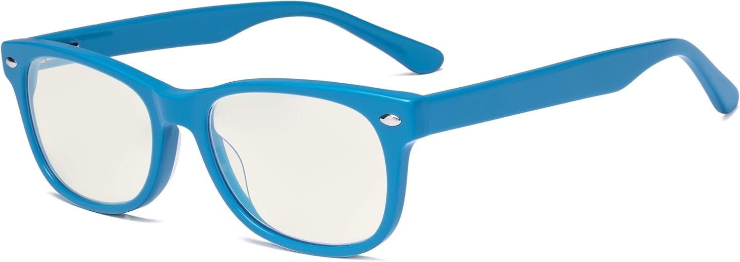 Eyekepper Computer Gaming Glasses for Kids - Blue Light Filter UV420 Rays Protection - Boys Girls Anti Glare Digital Glasses for Reading Screen - Blue