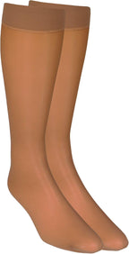 NuVein Sheer Compression Stockings for Women, 8-15 mmHg Support, Light Denier, Knee High, Closed Toe, Taupe, Medium