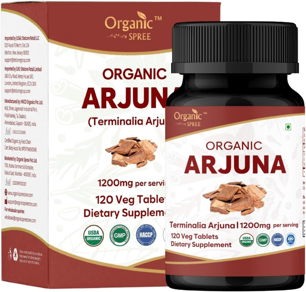Arjuna 120 Tablets – USDA Organic Terminalia Arjuna Supplement – Supports Heart & Cardiovascular Health*