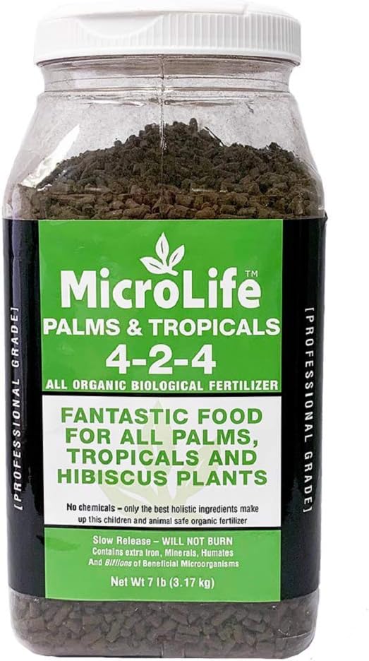 MicroLife Palms & Tropical (4-2-4) Professional Grade Granular Organic Biological Fertilizer, 7 LBS