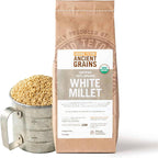 100% Organic White Millet by Grand Teton Ancient Grains | Shelled, Gluten-Free, Hulled Grain for Salads, Pilafs, & Soups | Whole Grain Ready for Milling, (2.5 Pounds)