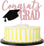 PALASASA Congrats Grad Cake Topper, 2026 Graduate Party Decorations (Rose Gold 6.6inch)