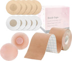 Boob Tape Breast Lift Tape for Large Breasts with 2 Pcs Nipple Covers Invisible Boobtape for A-G Cup