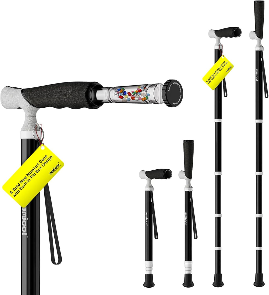 Canes for Women for Stability, Walking Cane for Men, Folding Canes for Women Adjustable for Travel, Dual Modes Handle (Sticks or Canes) with Daily Pill Box