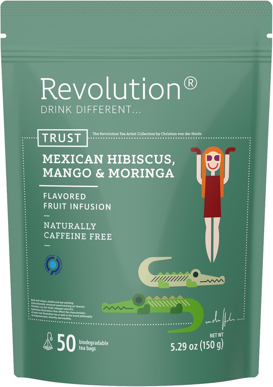 REVOLUTION TEA® Mexican Hibiscus, Mango & Moringa Fruit Tea [THE ORIGINAL] – Premium Full Leaf – Biodegradable Infuser Bags – Flavored Fruit Tea – Naturally Caffeine Free – 50 Bags