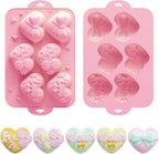 2 Pack Silicone Heart Chocolate Candy Molds，3D Heart Shaped Silicone Fondant Non-Stick Baking Mold for Love Themed Treats, Cupcake, Chocolate, Candy, Ice Cube (Pink)
