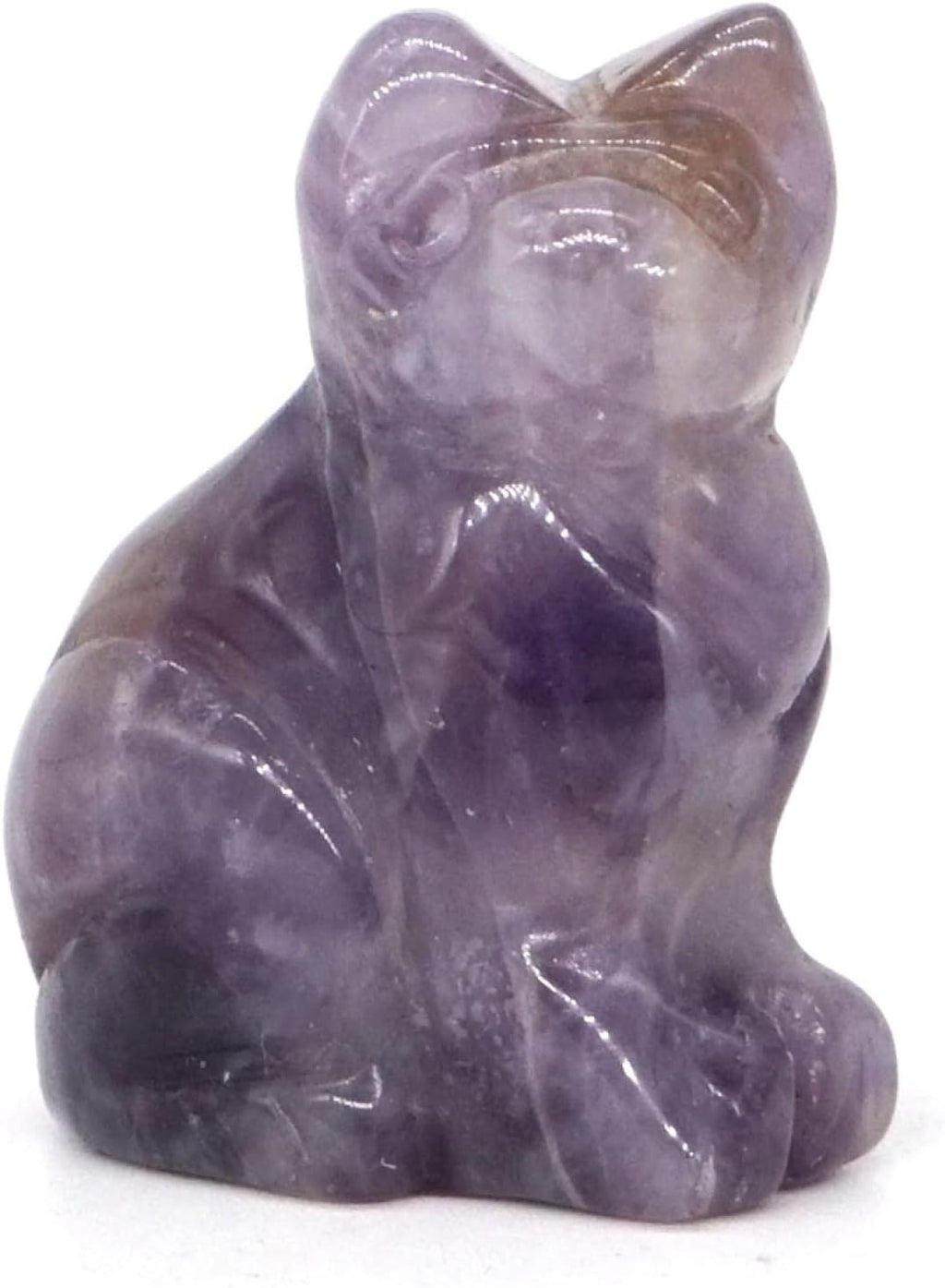 1.5" Cat Statue Stone Carving Natural Gemstone Crystal Quartz Chakra Animal Figurine Home Decoration 1pc,Amethyst