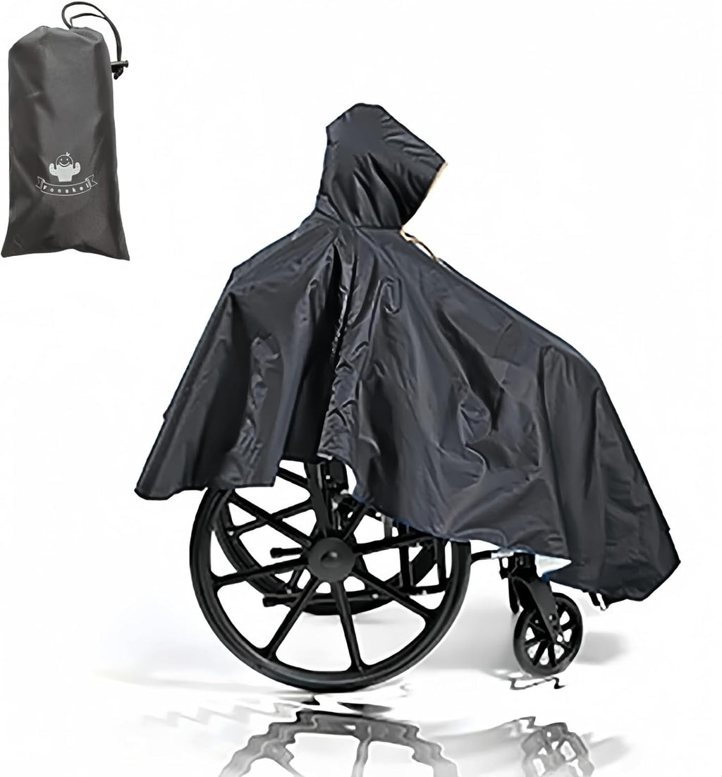 Waterproof Wheelchair Poncho, Windproof Rain cover adults Mobility Scooter Poncho Cape