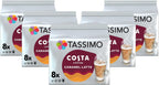 Tassimo Costa Caramel Latte 16 discs, 8 servings (Pack of 5, Total 80 discs, 40 servings)