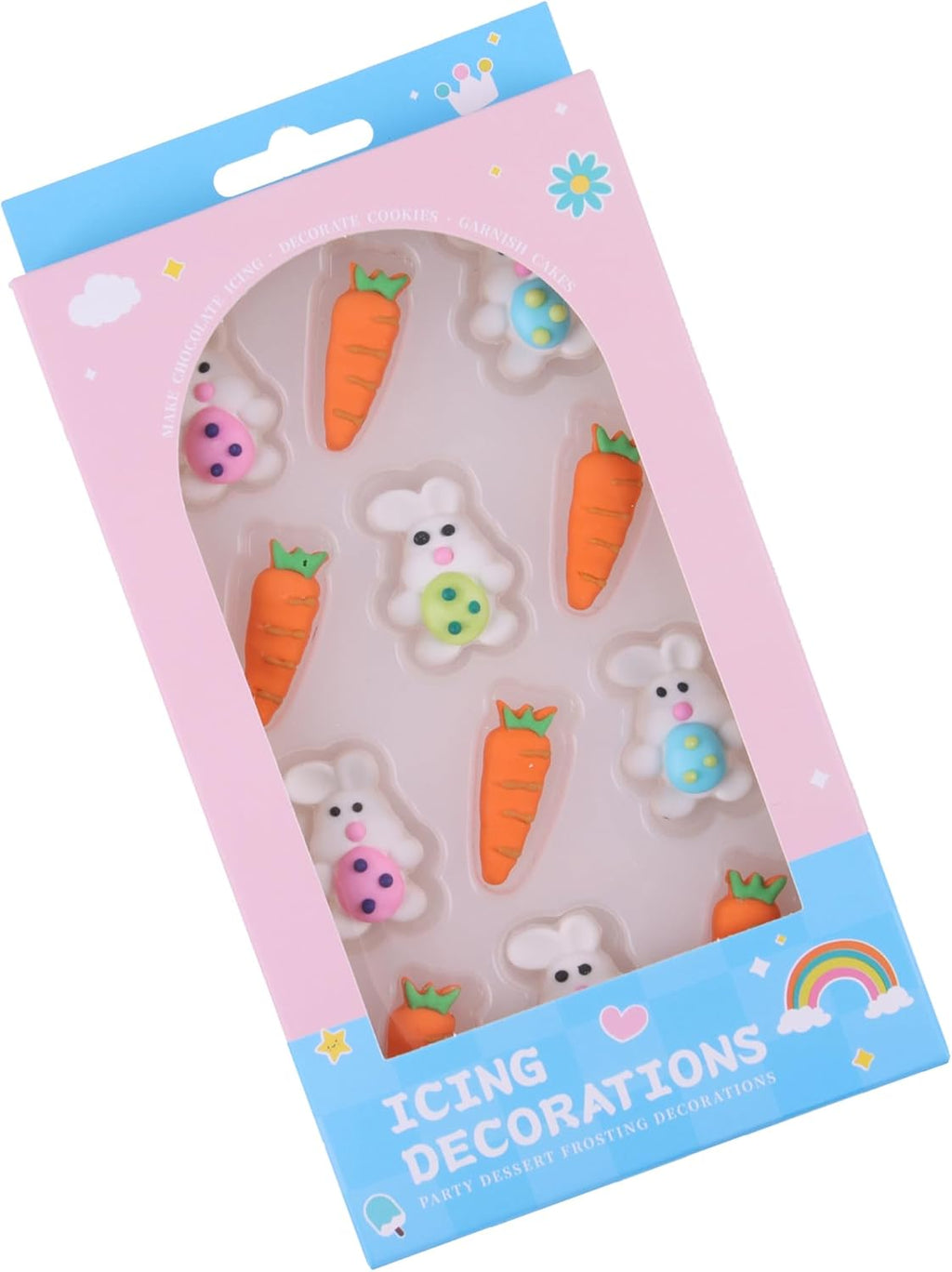 Edible Easter Themed Sugar Easter Rabbit with Eggs cake decorations, Carrot cupcake toppers, perfect Icing Cookies decro for Cupcakes, Cake, Macaron and Cakecicles Decorating