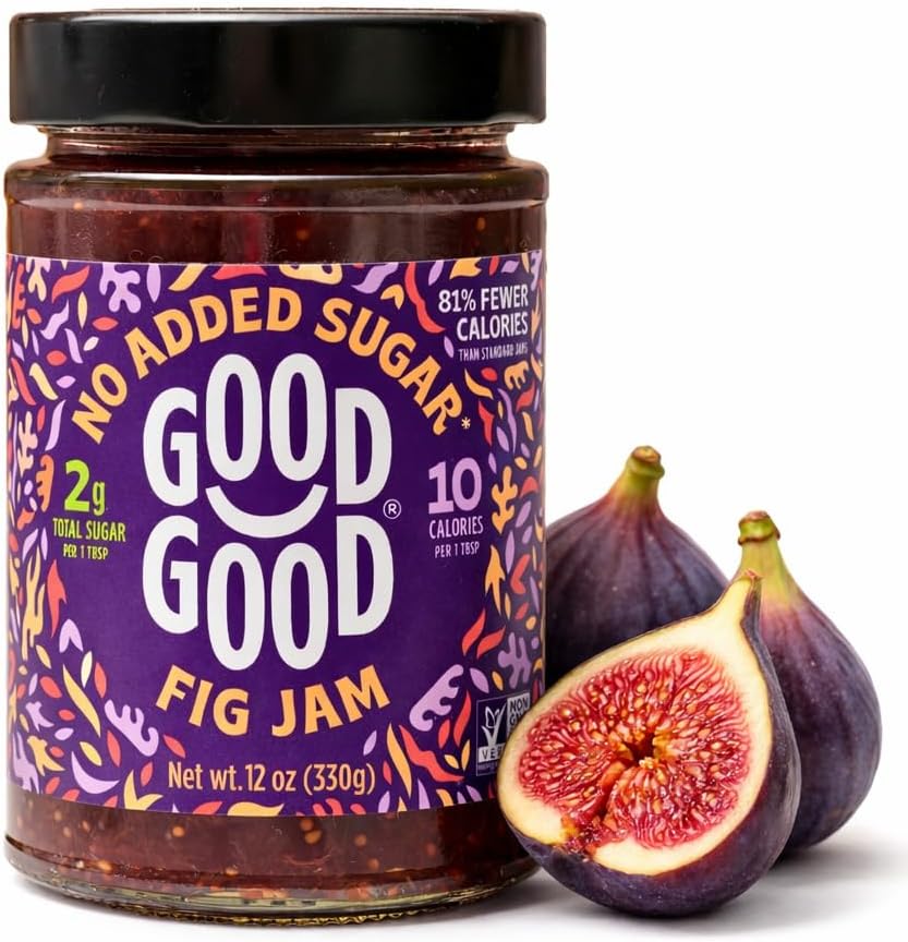 GOOD GOOD Fig Jam - No Added Sugar - Low Calorie - Gluten Free and Vegan - Diabetic and Keto Friendly - 12oz / 330g (Pack of 1)