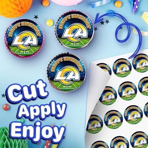 30 x Edible Cupcake Toppers – Los Angeles Football Team Themed Collection of Edible Cake Decorations | Uncut Edible on Wafer Sheet