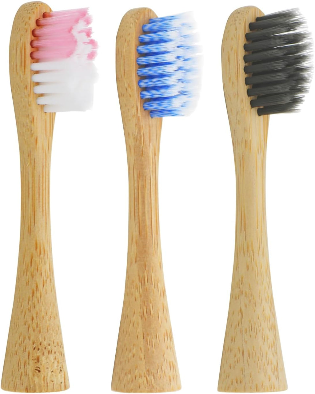 Bamboo Toothbrush Heads Replacement for Lumineux/Boka Sonic Eletric Toothbursh Refill, 3 PCS