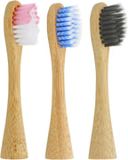 Bamboo Toothbrush Heads Replacement for Lumineux/Boka Sonic Eletric Toothbursh Refill, 3 PCS