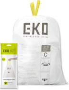 EKO Size C Bin Liners For Kitchen Bins - Extra Strong with Drawstring Tie Handles - 10-15 Litre Capacity - 20 Bags, White